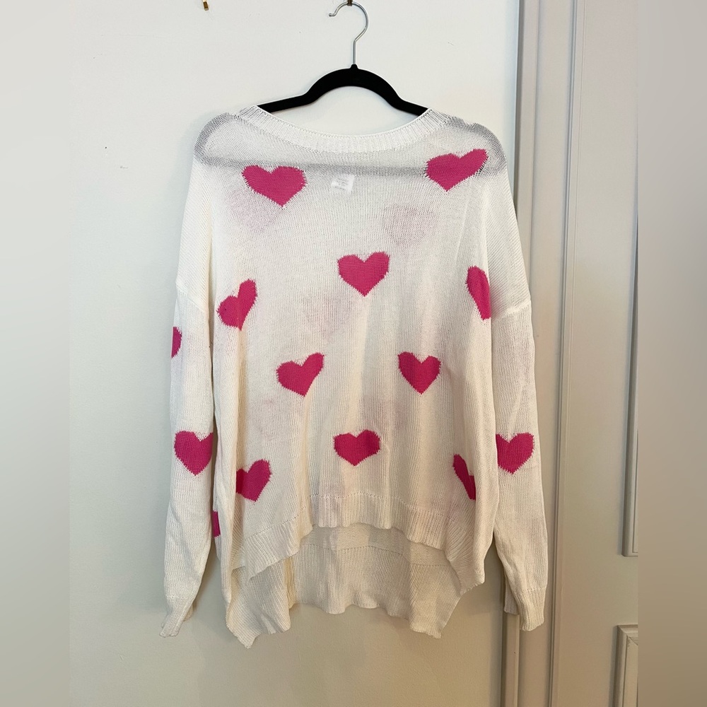 Main Strip L Pink Heart Sweater